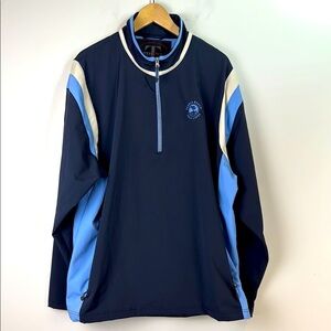 TEHAMA Blue Pebble Beach Golf Windbreaker Half-Zip Jacket Size XL
